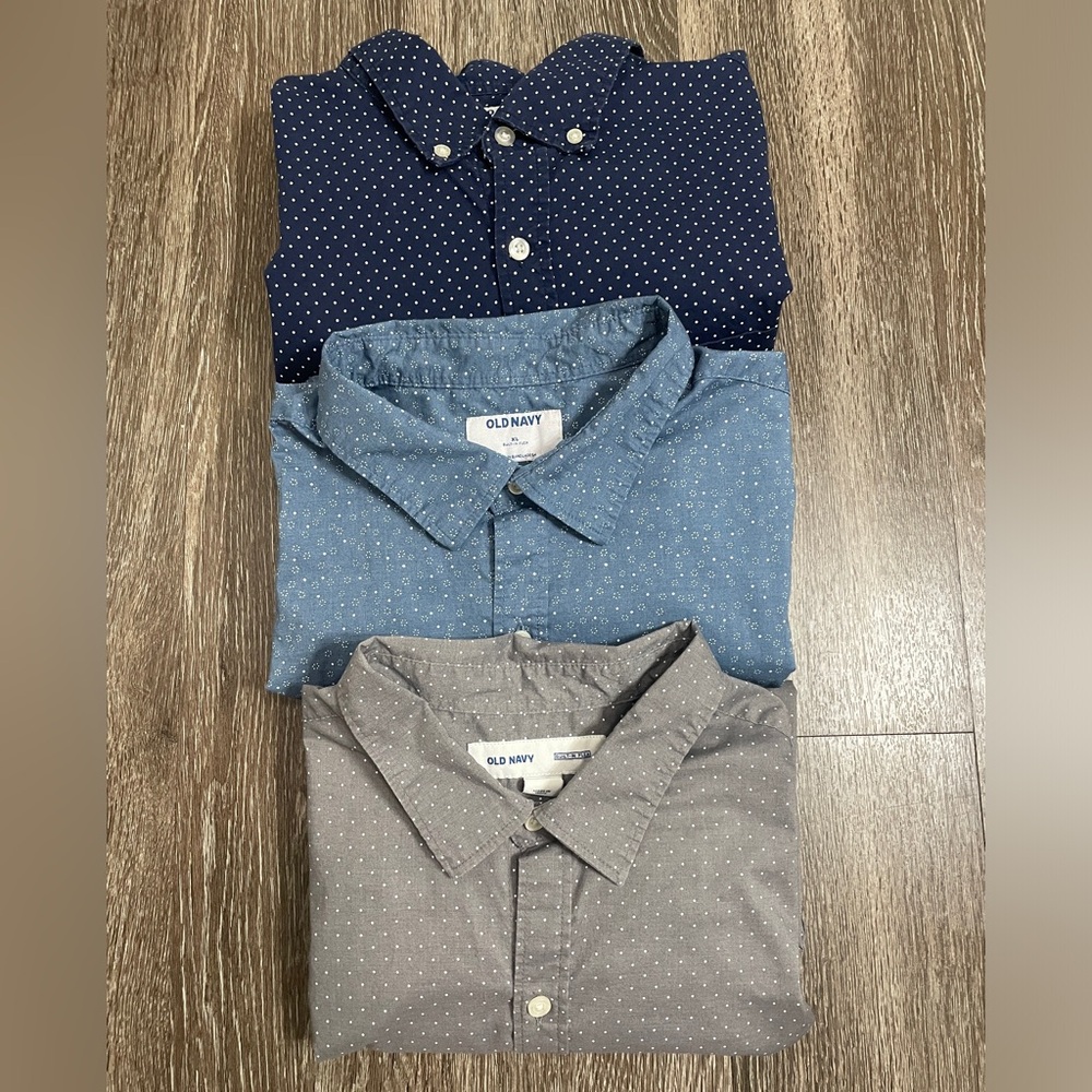 Lot of 3 Old Navy Patterned Short Sleeve Button-Downs